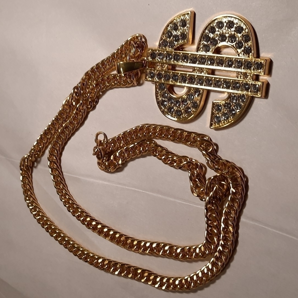 Money Necklace with Rhinestones New